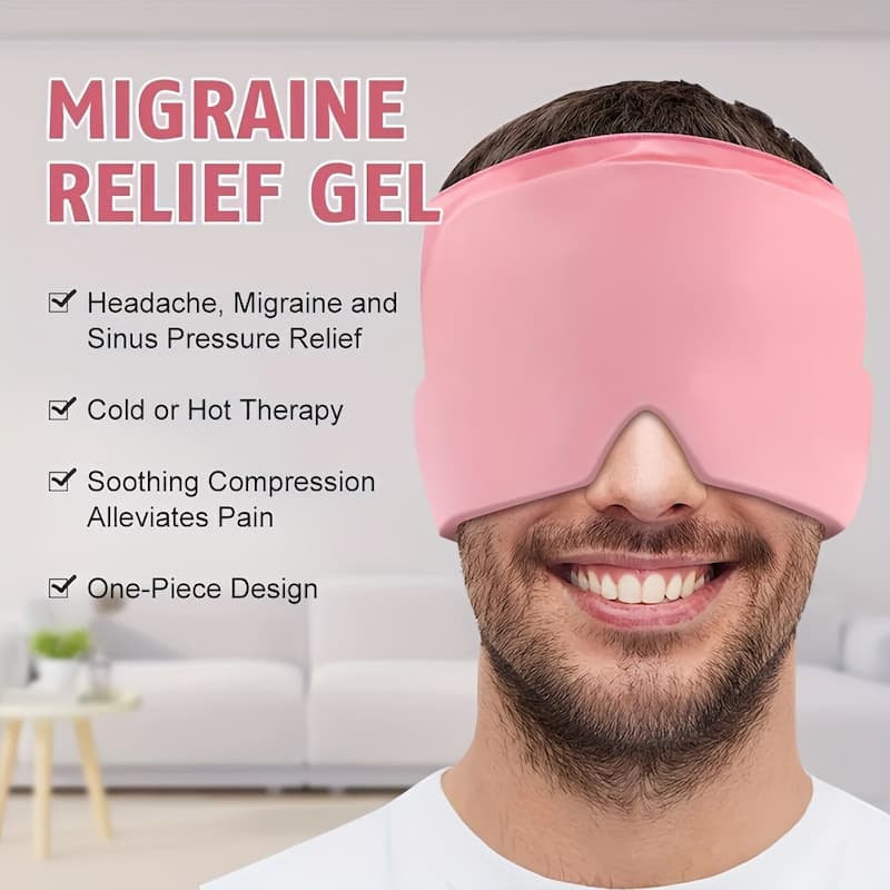 Migraine Relief Cap Hot & Cold Therapy Ice Cap for Headache Relief – Reusable Gel Ice Bead Face Mask & Head Wrap for Tension, Stress, Sinus, & Pain Relief – Soothing Cooling & Heating Sleep Mask for Men & Women