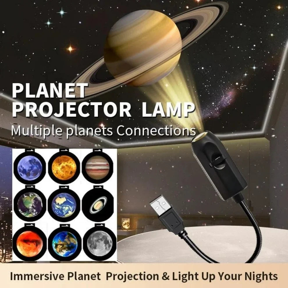 USB Planet Projector Lamp – Multi-Pattern Galaxy Night Light